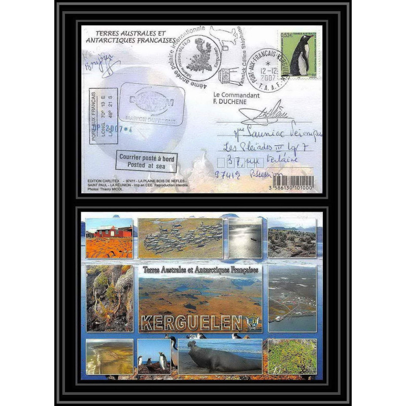 2753 ANTARCTIC terres australes (taaf)-carte postale Dufresne 2 Signé signed op 2007/4 N°447 KERGUELEN 12/12/2007
