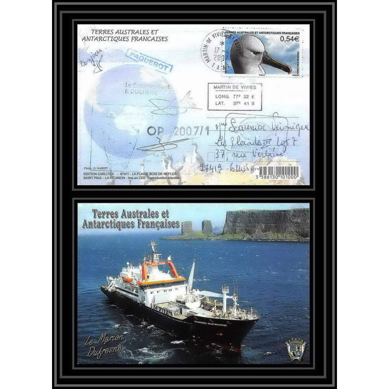 2756 ANTARCTIC terres australes (taaf)-carte postale Dufresne 2 Signé signed op 2007/1 N°467 ST PAUL 17/4/2007
