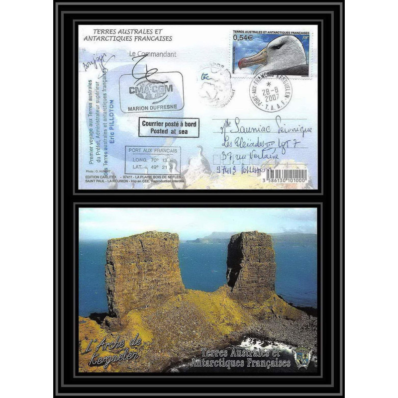 2758 ANTARCTIC terres australes (taaf)-carte postale Dufresne 2 Signé signed op 2007/2 N°466 KERGUELEN 28/8/2007