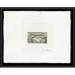 0906 Epreuve d'artiste artist proof centrafricaine PA 47 aeroport de bangui avion plane Signé signed autograph Guillame
