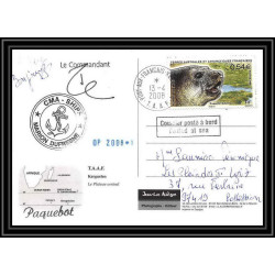 2794 ANTARCTIC terres australes (taaf)-carte postale Dufresne 2 Signé signed op 2008/1 kerguelen N°508 sea elephant