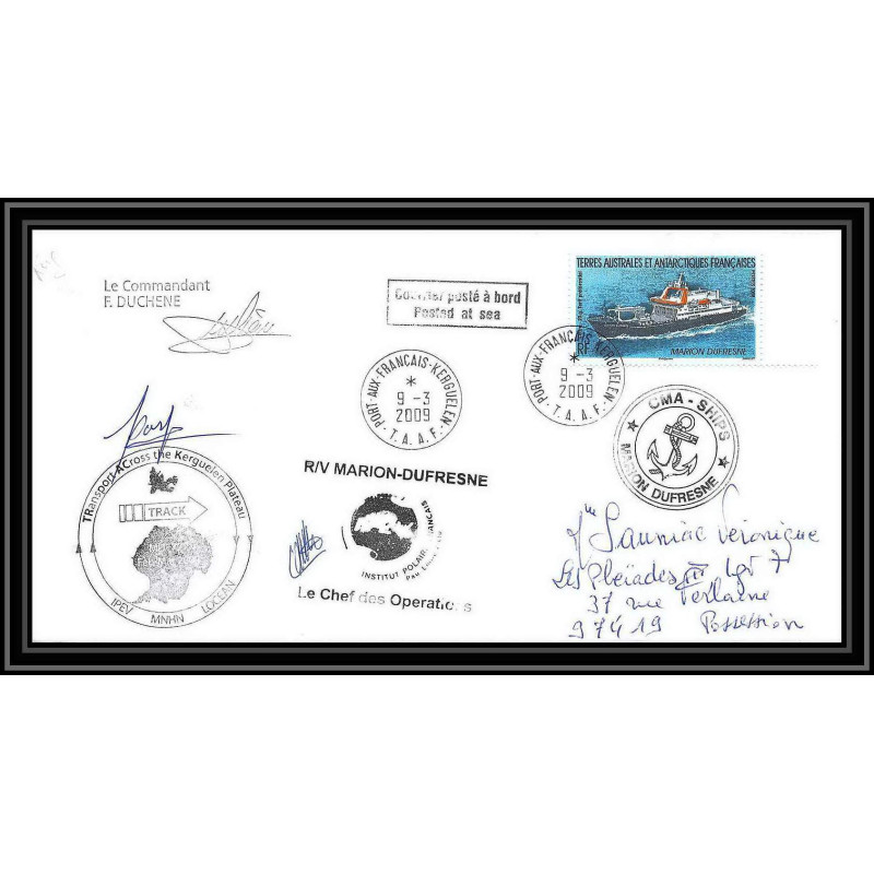 2887 Dufresne 2 Signé signed md 172 kerguelen 9/3/2009 N°520 ANTARCTIC terres australes (taaf) Lettre cover