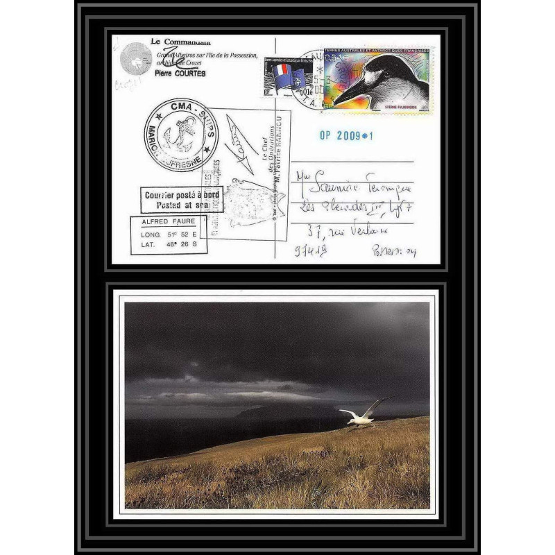 2940 ANTARCTIC terres australes (taaf)-carte postale Dufresne 2 Signé signed OP 2009/1 crozet 25/3/2009 N°514