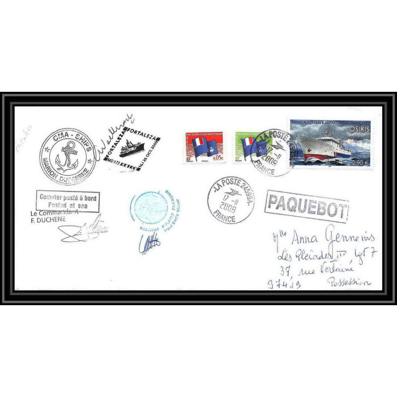 2945 ANTARCTIC terres australes TAAF lettre cover Dufresne 2 Signé signed fortalezza 17/11/2009
