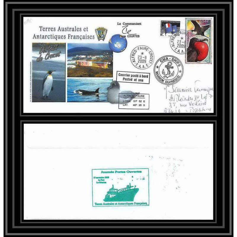 2951 ANTARCTIC terres australes TAAF lettre Dufresne Signé signed CROZET portes ouvertes 23/11/2009 N°517
