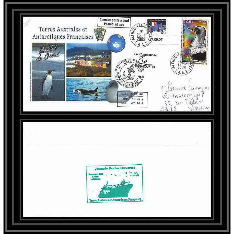 2952 terres australes TAAF lettre Dufresne Signé signed CROZET portes ouvertes 23/11/2009 N°516 coin daté