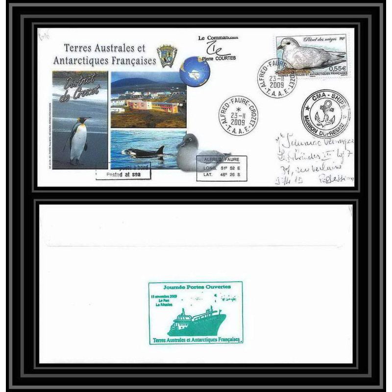 2954 ANTARCTIC terres australes TAAF lettre Dufresne Signé signed CROZET portes ouvertes 23/11/2009 N°534 petrel bird