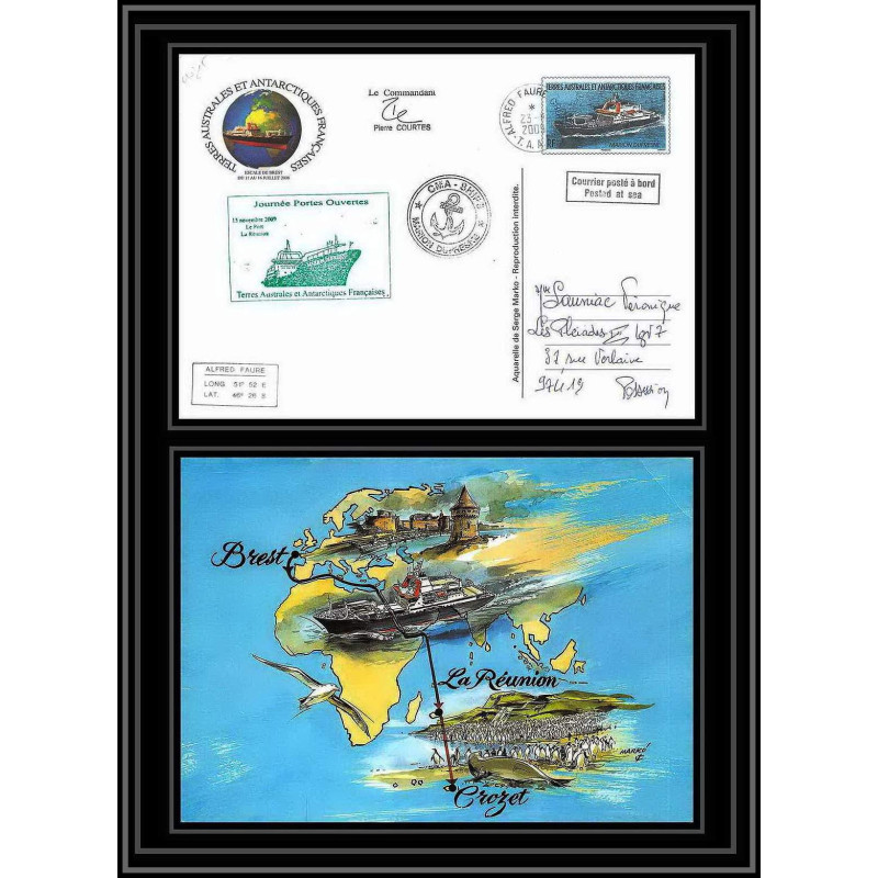 2957 ANTARCTIC terres australes (taaf)-carte postale Dufresne 2 Signé signed CROZET portes ouvertes 23/11/2009 N°520