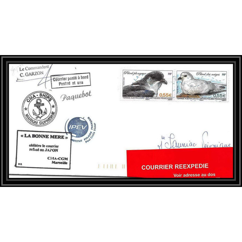3004 reexpedié refusé au japon Dufresne Signé signed garzon japon (japan) 2010 N°533/534 terres australes (taaf) Lettre 