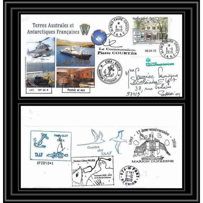 3033 Dufresne 2 Signé signed op 2010/3 crozet 11/11/2010 N°571 ANTARCTIC terres australes (taaf) Lettre cover coin daté