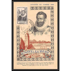 0399/ Carte maximum card France N°754 Journée du timbre Fouquet lyon 30/6/1946 aviation vol bron le bourget vignette