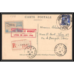 0399/ Carte maximum card France N°754 Journée du timbre Fouquet lyon 30/6/1946 aviation vol bron le bourget vignette