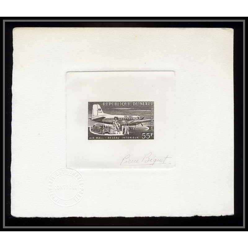 0918 Epreuve d'artiste artist proof mali PA y&t 17 air mali avion (plane planes avions) Signé signed autograph bequet