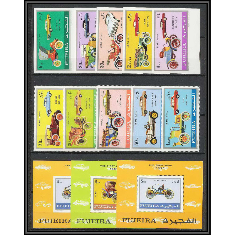 027 - fujeira - michel** N°608/617 A/B + BLOCS Voiture (Cars) 