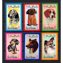 034 - Ras Al Khaima - Mi - N°567/572 B ** Chiens (chien dog dogs) Non dentelé imperf