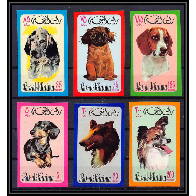 034 - Ras Al Khaima - Mi - N°567/572 B ** Chiens (chien dog dogs) Non dentelé imperf