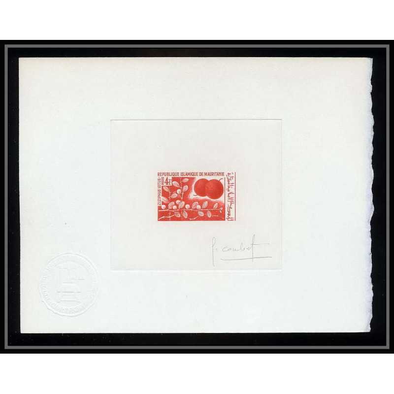 0922 Epreuve d'artiste artist proof Mauritanie Mauritania N°244 ziziphus lotus Jujubier fruit frut Signé signed combet