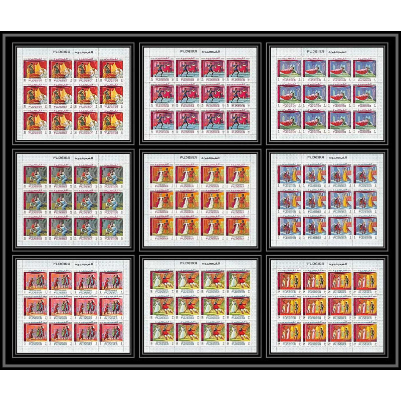 036a - Fujeira Mi N°311/319 A scenes from Shakespeare theatre feuille complete (sheet) MNH **