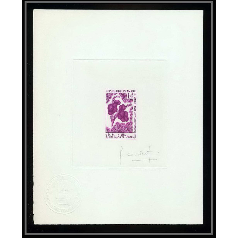 0926 Epreuve d'artiste artist proof Mauritanie Mauritania 241 hyphaene thebaica Palmier fruit frut Signé signed combet