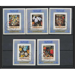 038 - manama - michel** N°361/368 peinture (art painting) flowsers 5 valeurs DELUXE MINIATURE SHEETS