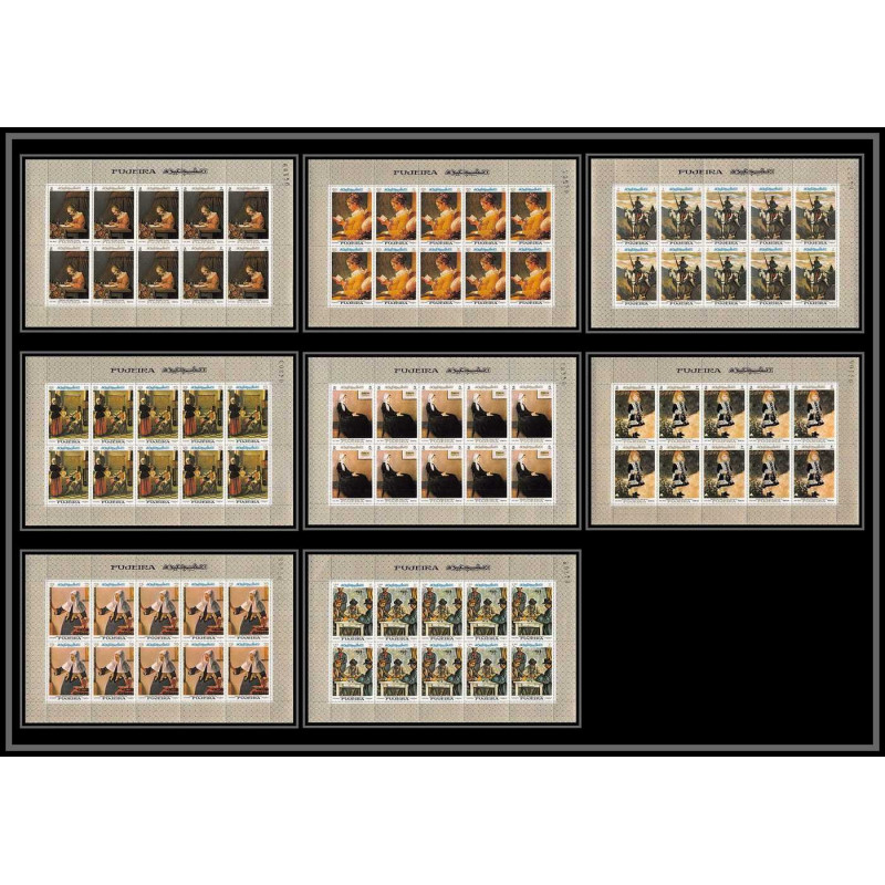 038b Fujeira MNH ** Mi N°198/205 A Tableau Painting daumier Don Quichotte feuille complete sheet cote 110