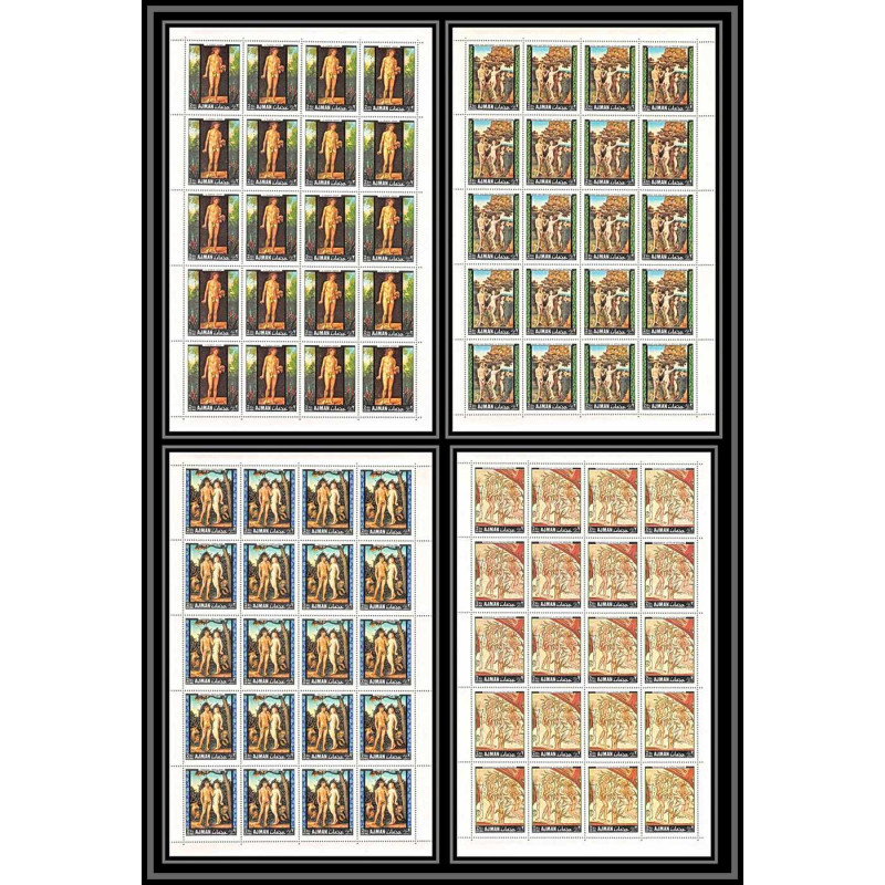 039a - Ajman - Mi N°281/284 A. MNH ** DURER adam et eve Tableaux - peinture (painting) feuilles (planches sheets)