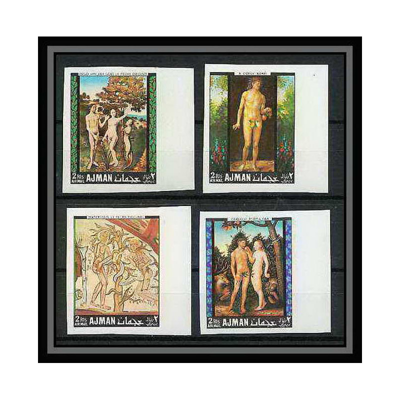 040 - Ajman - Mi N°281/284 B non dentelé MNH ** (Imperf) DURER adam et eve Tableaux - peinture (painting) 
