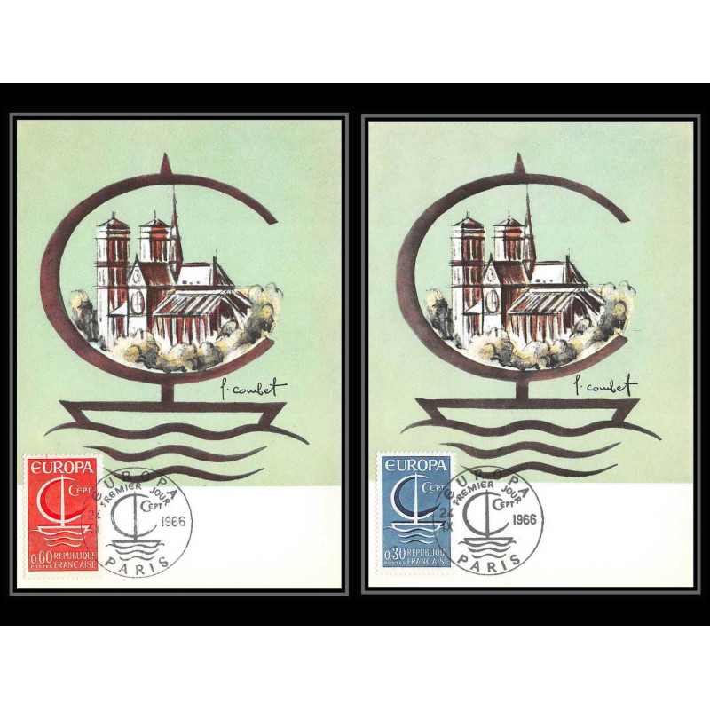 2007/ Carte maximum card France N°1490/1491 Europa 1966 édition parison fdc