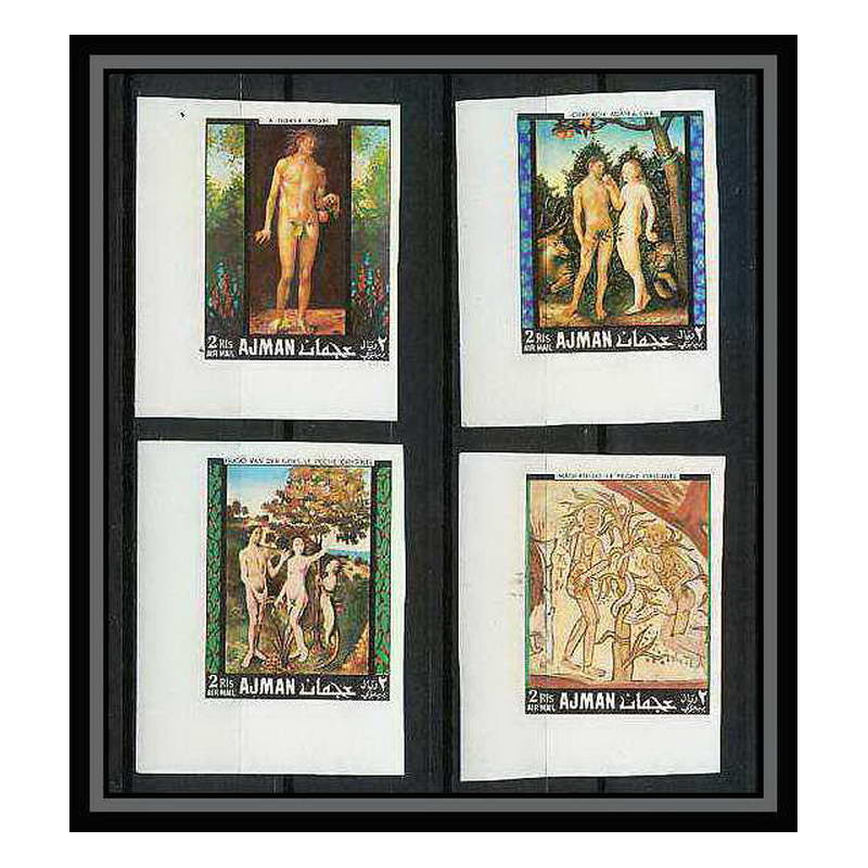 040a - Ajman - Mi N°281/284 B MNH ** DURER adam et eve Tableaux - peinture (painting) coin de feulle