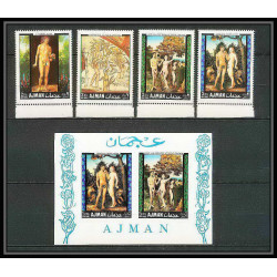 040t - Ajman - MNH ** Mi N°281/284 A.+ bloc 41 A ** DURER adam et eve Tableaux - peinture (painting) 