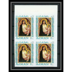 041b - Ajman - MNH ** Mi N°327/331 B Madones - madonna botticelli Tableaux (painting) Non dentelé imperf bloc 4