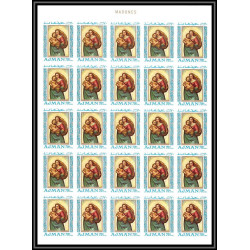 041c - Ajman MNH ** Mi N°327/331B MADONE peinture botticelli Non dentelé imperf feuille complète full sheet