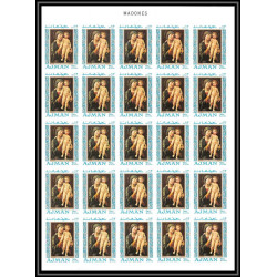 041c - Ajman MNH ** Mi N°327/331B MADONE peinture botticelli Non dentelé imperf feuille complète full sheet