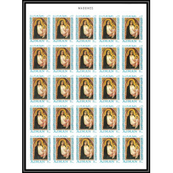 041c - Ajman MNH ** Mi N°327/331B MADONE peinture botticelli Non dentelé imperf feuille complète full sheet