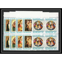 042b - Ajman - MNH ** Mi N°327/331 A Madones - madonna raphael/botticelli Tableaux (painting) bloc 4