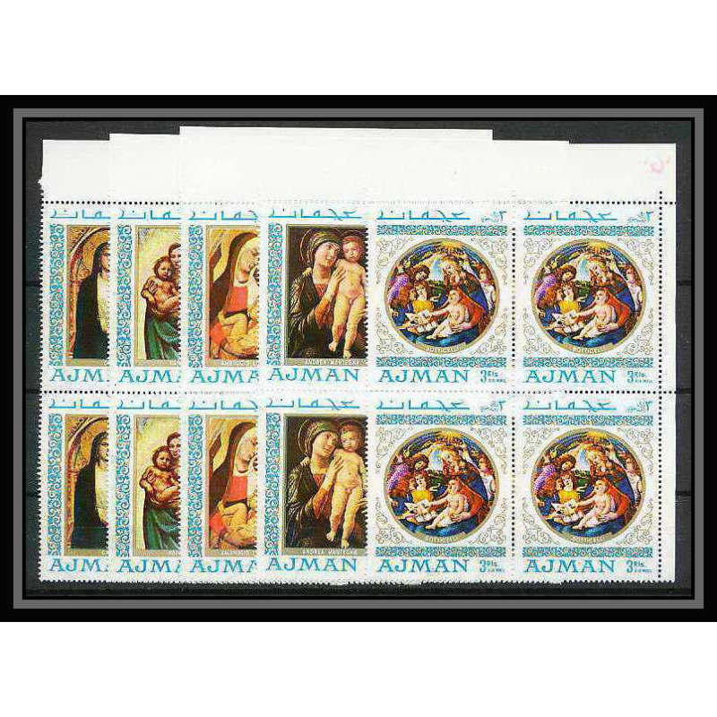 042b - Ajman - MNH ** Mi N°327/331 A Madones - madonna raphael/botticelli Tableaux (painting) bloc 4