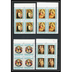 042b - Ajman - MNH ** Mi N°327/331 A Madones - madonna raphael/botticelli Tableaux (painting) bloc 4