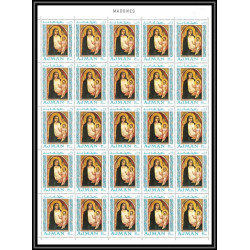 042c - Ajman - MNH ** Mi N°327/331 A Madones madonna peinture (painting) feuille complète full sheet cote 125 euros