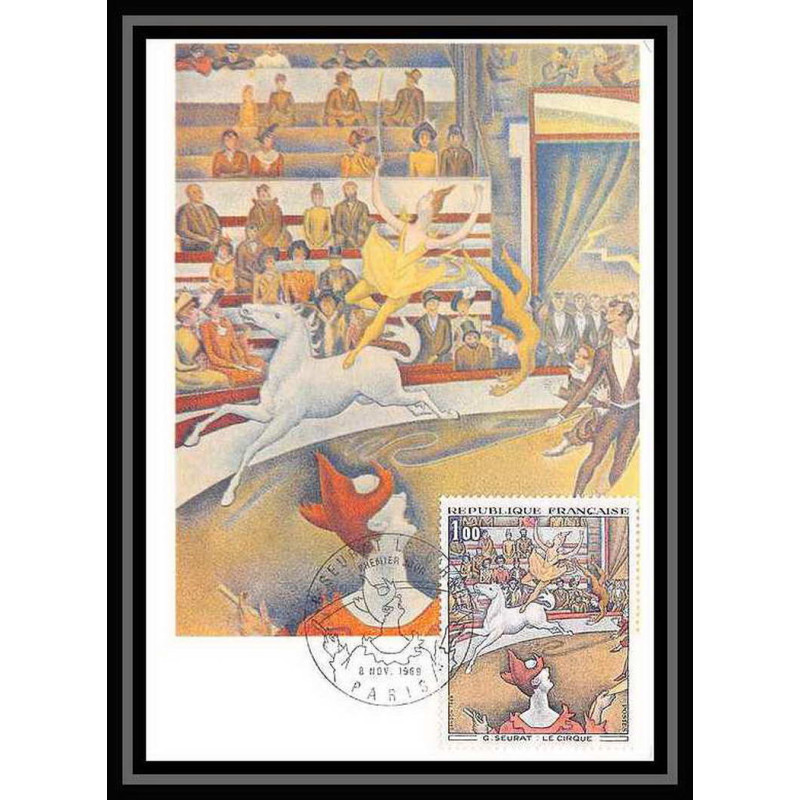 2318/ Carte maximum card France N°1588A TABLEAU (PAINTING) Le cirque Seurat edition hazan 1969 fdc