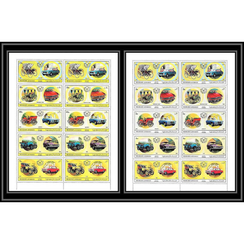 043b - Sharjah - MNH ** Mi N°770/779 A Voiture ( european Cars ) feuilles (planches sheets)