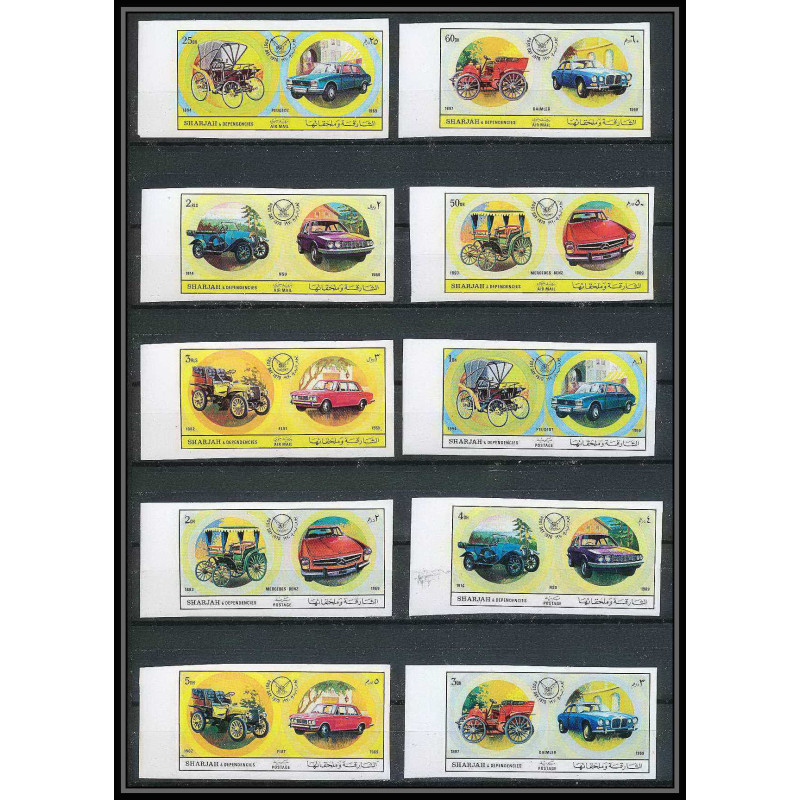 044 - Sharjah - MNH ** Mi N°770/779 B Voiture ( european Cars ) Non dentelé imperf