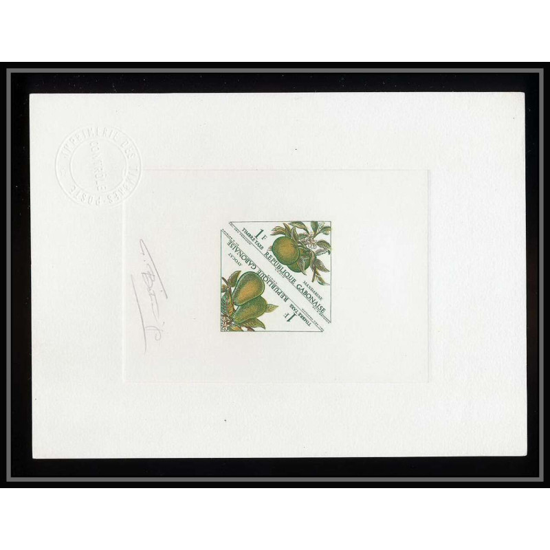 0944 Epreuve d'artiste artist proof Gabon gabonaise N°36/37 avocat mandarine avocadot mandarin Signé signed betemps