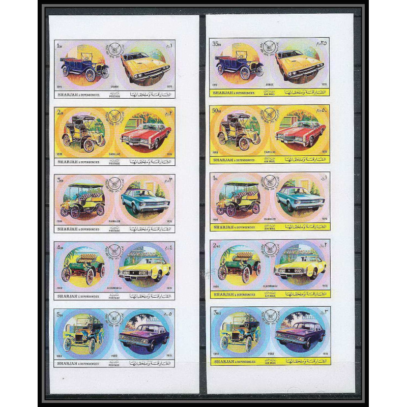 046A - Sharjah - MNH ** Mi N°781/790 B Voiture ( american Cars ) Non dentelé imperf