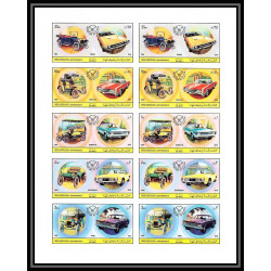 046b - Sharjah - MNH ** Mi N°781/790 B Voiture american Cars feuilles (planches sheets) Non dentelé imperf