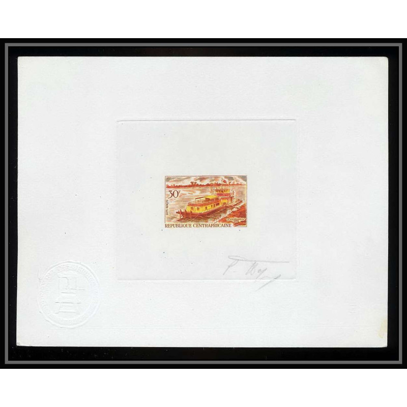 0953 Epreuve d'artiste artist proof centrafricaine N°113 vapeur gonandjia bateau ship ships Signé signed autograph