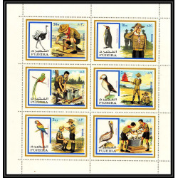 047A - Fujeira - MNH ** Mi N°1012/1017 A Scout scouting - jamboree + oiseaux (birds) PERROQUETS/PELICAN ..