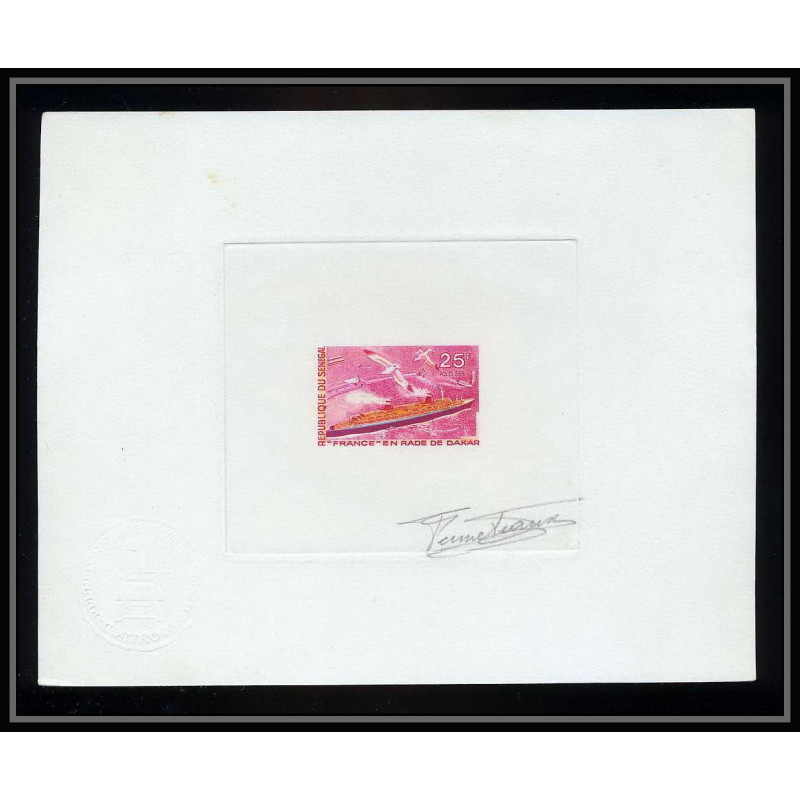 0955 Epreuve d'artiste artist proof y&t 285 paquebot france dakar bateau ship ships Signé signed autograph Fenneteaux