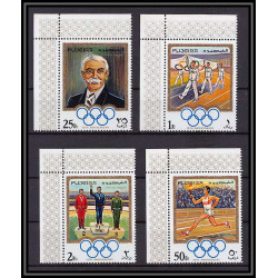 049b - Fujeira - MNH ** Mi N°529/532 A jeux olympiques olympic games coubertin coin de feuille munchen 72