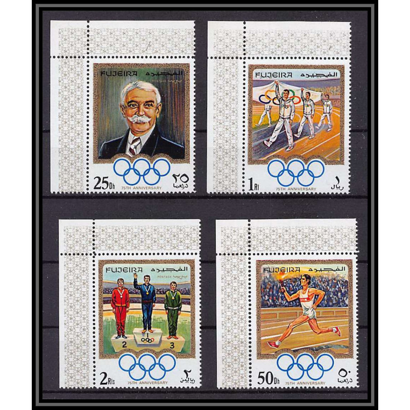 049b - Fujeira - MNH ** Mi N°529/532 A jeux olympiques olympic games coubertin coin de feuille munchen 72