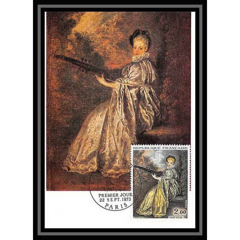 2863/ Carte maximum card France N°1765 Tableau (Painting) La finette de Watteau edtion braun 1973 fdc